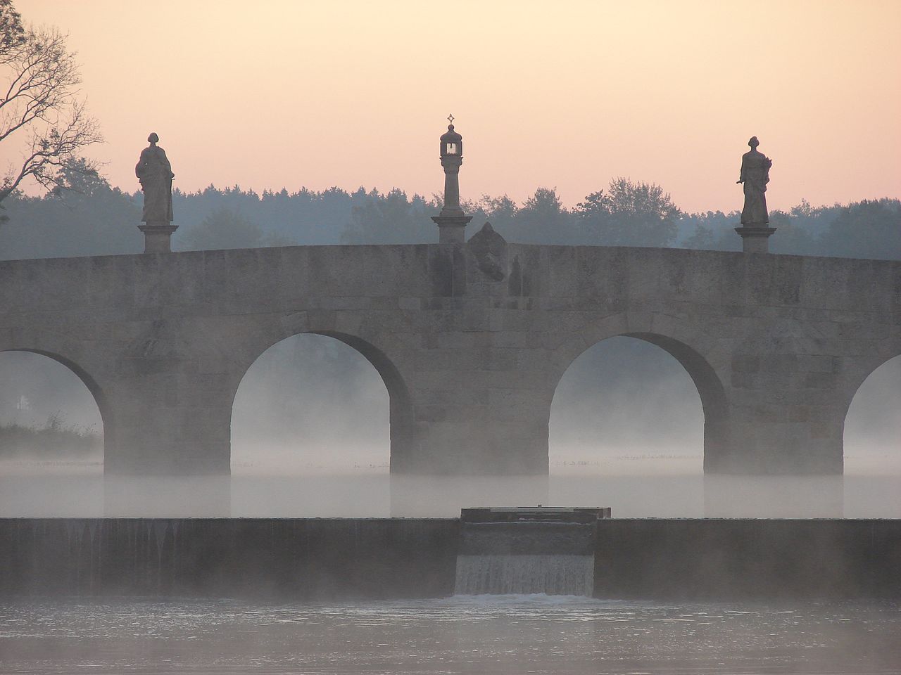 Sunrise over a bridge in northern Bavaria